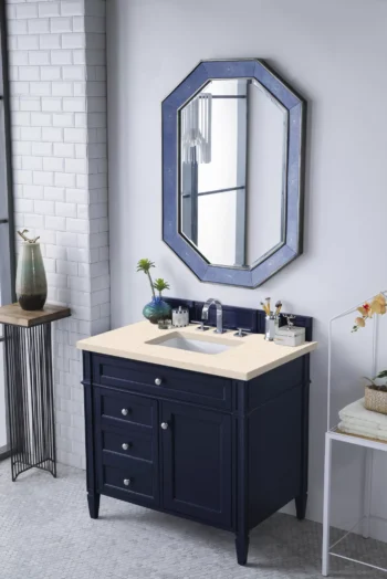 Brittany 36" Single Vanity, Victory Blue w/ 3 CM Eternal Marfil Quartz Top - Image 3