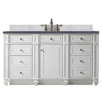 Bristol 60" Single Vanity, Bright White w/ 3 CM Charcoal Soapstone Quartz Top