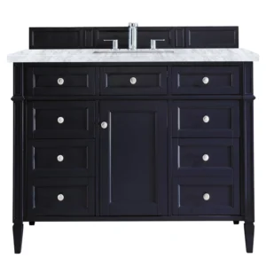 Brittany 48″ Single Vanity, Victory Blue w/ 3 CM Carrara Marble Top