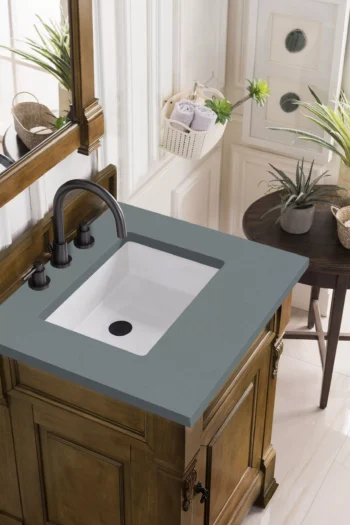 Brookfield 26" Single Vanity, Country Oak w/ 3 CM Cala Blue Top - Image 2
