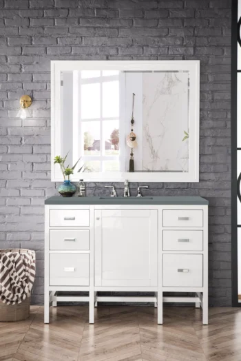 Addison 48" Single Vanity, Glossy White w/ 3 CM Cala Blue Top - Image 2