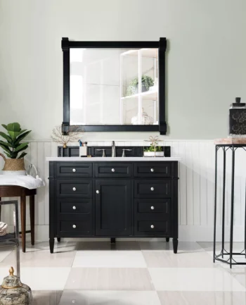 Brittany 48" Single Vanity, Black Onyx w/ 3 CM Arctic Fall Solid Surface Top - Image 2