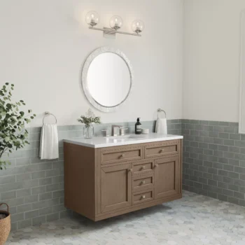 Chicago 48" Single Vanity, Whitewashed Walnut w/ 3 CM White Zeus Quartz Top - Image 5