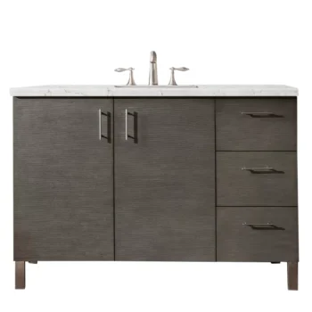 Metropolitan 48" Single Vanity, Silver Oak w/ 3 CM Eternal Jasmine Pearl Quartz Top