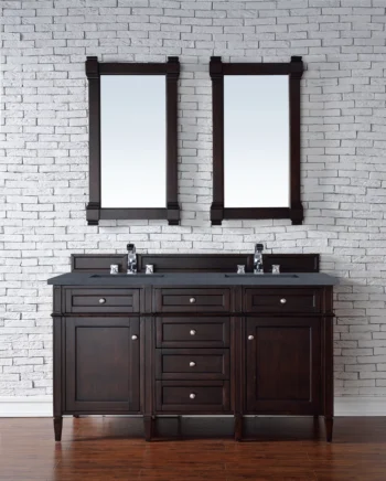Brittany 60" Double Vanity, Burnished Mahogany w/ 3 CM Charcoal Soapstone Quartz Top - Image 2
