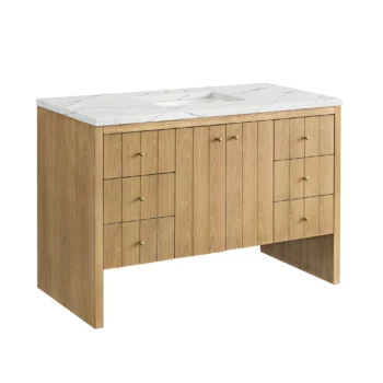 Hudson 48" Single Vanity, Light Natural Oak w/ 3 CM Ethereal Noctis Top - Image 6