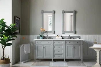 Brittany 72" Double Vanity, Urban Gray w/ 3 CM Ethereal Noctis Quartz Top - Image 2