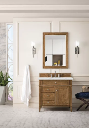 Brittany 36" Single Vanity, Saddle Brown w/ 3 CM Ethereal Noctis Quartz Top - Image 2