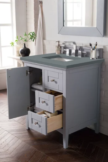 Palisades 30" Single Vanity, Silver Gray w/ 3 CM Cala Blue Top - Image 5