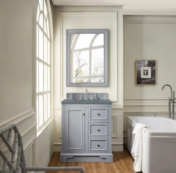 De Soto 30" Single Vanity, Silver Gray w/ 3 CM Cala Blue Top - Image 2