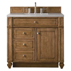 Bristol 36″ Single Vanity, Saddle Brown w/ 3 CM Eternal Serena Quartz Top