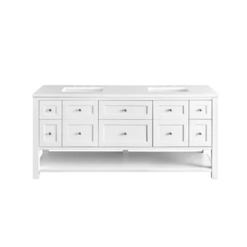 Breckenridge 72" Double Vanity, Bright White w/ 3 CM White Zeus Top - Image 2