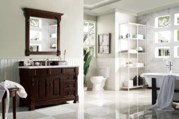 Brookfield 48" Single Vanity, Burnished Mahogany w/ 3 CM Ethereal Noctis Quartz Top - Image 3