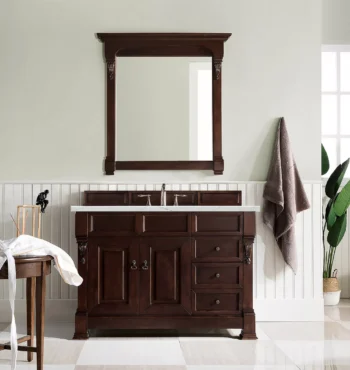 Brookfield 48" Single Vanity, Burnished Mahogany w/ 3 CM Ethereal Noctis Quartz Top - Image 2