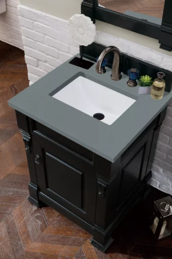 Brookfield 26" Single Vanity, Antique Black w/ 3 CM Cala Blue Top - Image 5