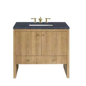 Hudson 36" Single Vanity, Light Natural Oak w/ 3 CM Charcoal Soapstone Top