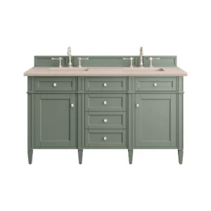 Brittany 60″ Double Vanity, Smokey Celadon w/ 3 CM Eternal Marfil Top
