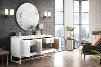 Athens 60" Single Vanity, Glossy White w/ 3 CM White Zeus Quartz Top - Image 6
