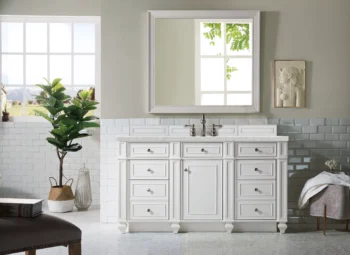 Bristol 60" Single Vanity, Bright White w/ 3 CM Eternal Jasmine Pearl Quartz Top - Image 2