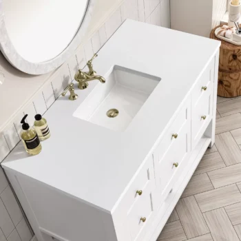 Breckenridge 48" Single Vanity, Bright White w/ 3 CM White Zeus Top - Image 7