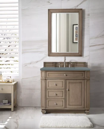 Bristol 36" Single Vanity, Whitewashed Walnut w/ 3 CM Cala Blue Top - Image 2
