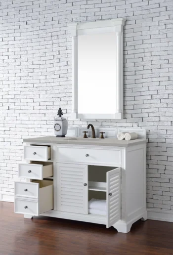 Savannah 48" Single Vanity, Bright White w/ 3 CM Eternal Serena Top - Image 4