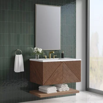 Marcello 36" Single Vanity, Chestnut w/ 3 CM Arctic Fall Top - Image 4