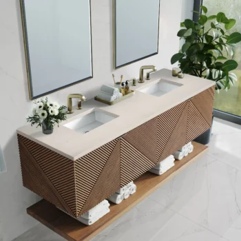 Marcello 72" Double Vanity, Chestnut w/ 3 CM Eternal Marfil Top - Image 5