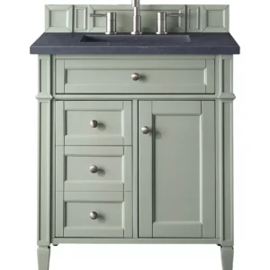 Brittany 30″ Single Vanity, Sage Green, w/ 3 CM Charcoal Soapstone Quartz Top