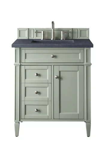Brittany 30" Single Vanity, Sage Green, w/ 3 CM Charcoal Soapstone Quartz Top