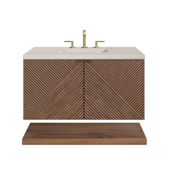 Marcello 36" Single Vanity, Chestnut w/ 3 CM Eternal Marfil Top - Image 2