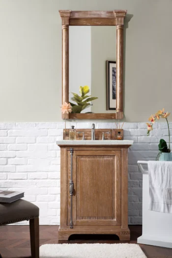 Providence 26" Single Vanity, Driftwood w/ 3 CM Eternal Jasmine Pearl Quartz Top - Image 2