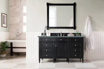 Brittany 60" Single Vanity, Black Onyx, w/ 3 CM Cala Blue Top - Image 2