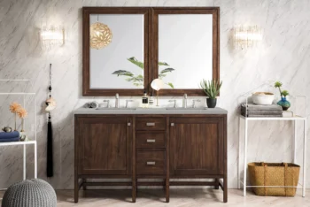 Addison 60" Double Vanity, Mid-Century Acacia w/ 3 CM Eternal Serena Quartz Top - Image 2