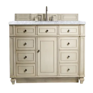 Bristol 48″ Single Vanity, Vintage Vanilla w/ 3 CM Carrara Marble Top