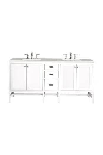 Addison 72" Double Vanity, Glossy White w/ 3 CM Eternal Serena Top