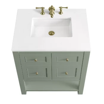 Breckenridge 30" Single Vanity, Smokey Celadon w/ 3 CM White Zeus Top - Image 6