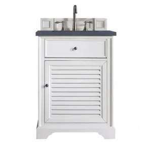 Savannah 26″ Single Vanity, Bright White w/ 3 CM Charcoal Top