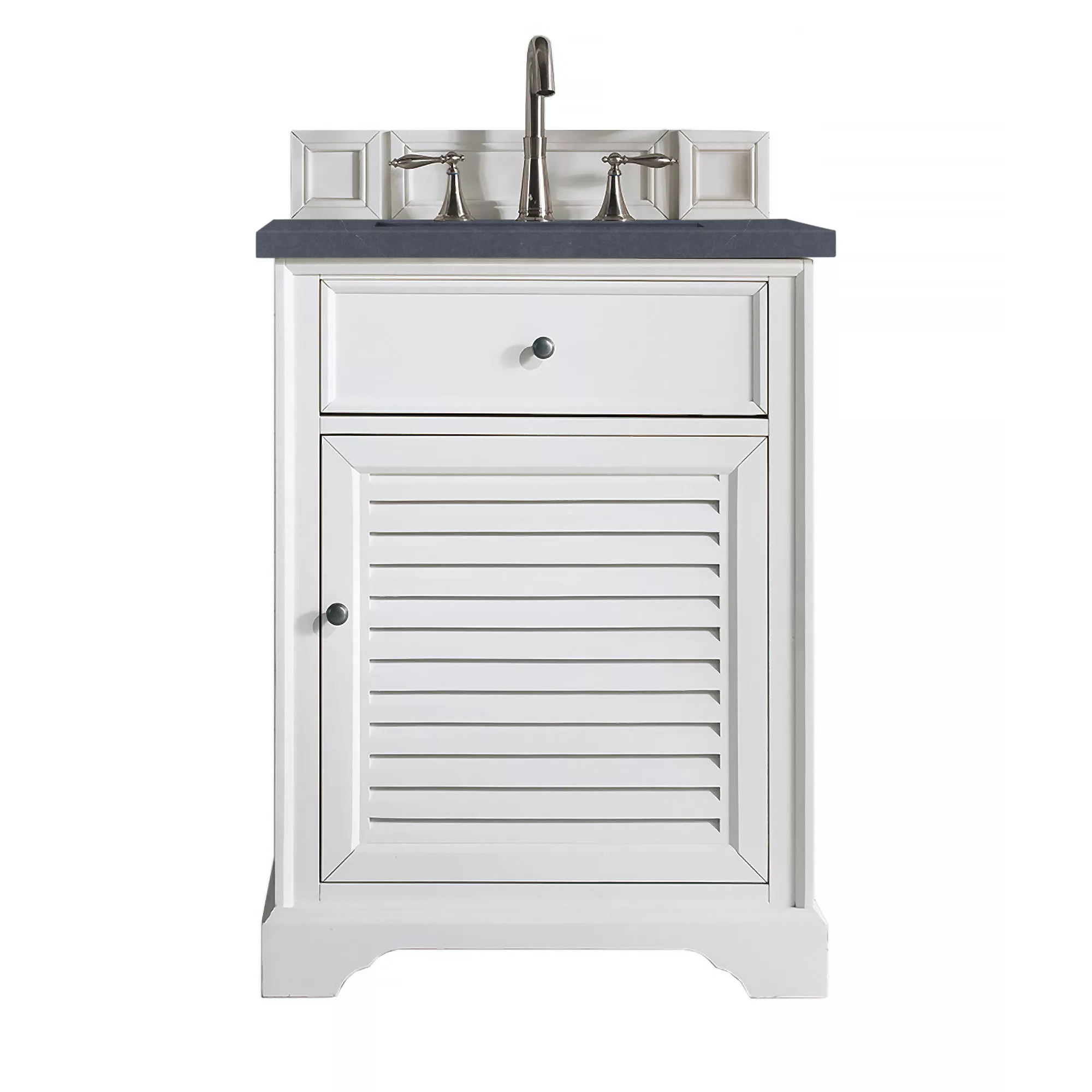 Savannah 26" Single Vanity, Bright White w/ 3 CM Charcoal Top