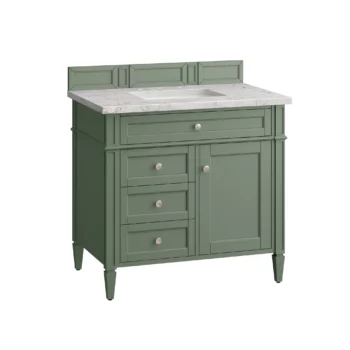 Brittany 36" Single Vanity, Smokey Celadon w/ 3 CM Eternal Jasmine Pearl Top - Image 6