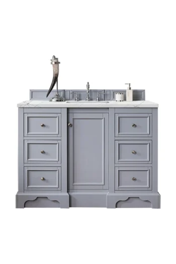 De Soto 48" Single Vanity, Silver Gray w/ 3 CM Ethereal Noctis Quartz Top