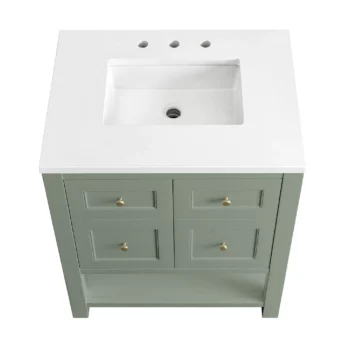 Breckenridge 30" Single Vanity, Smokey Celadon w/ 3 CM White Zeus Top - Image 7