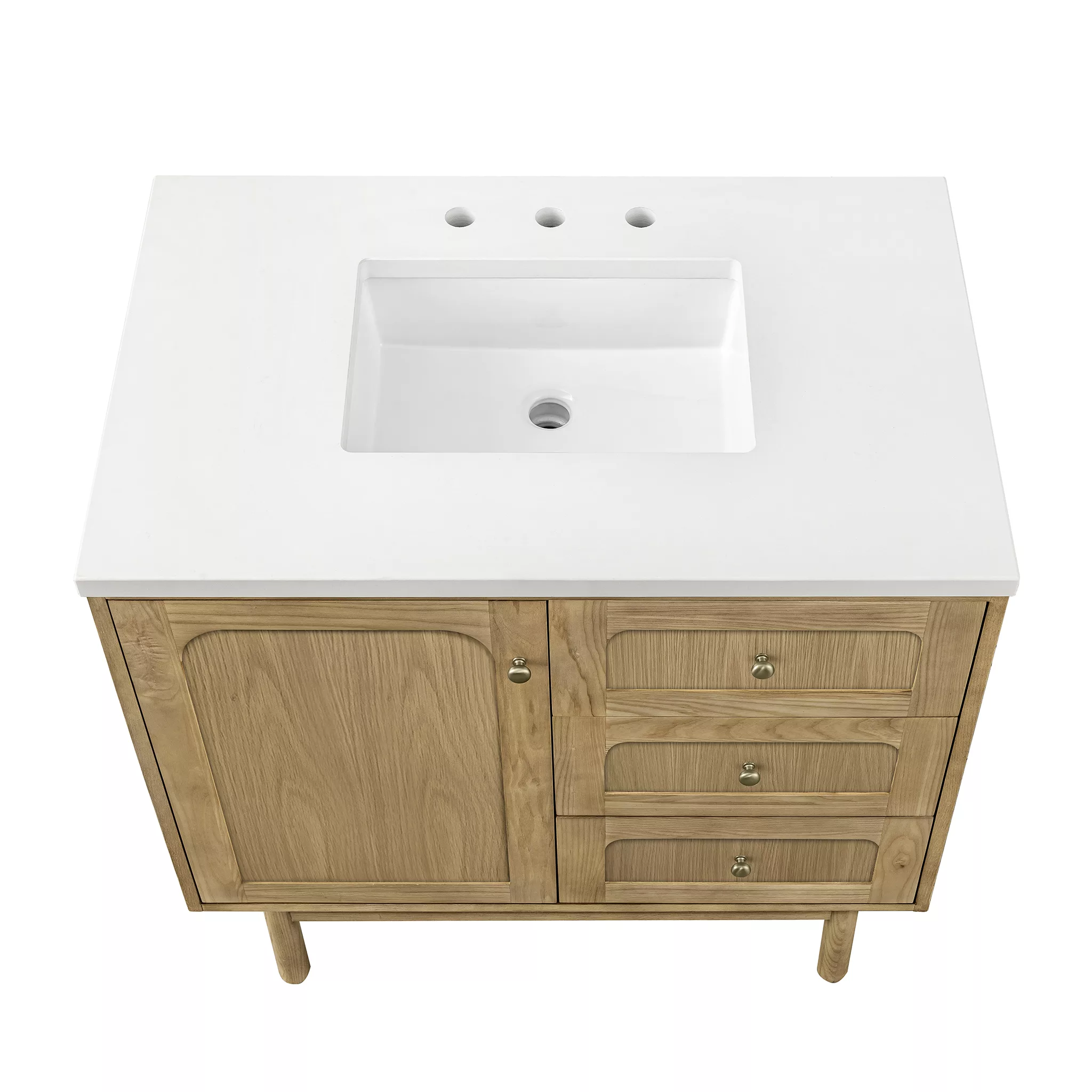 Laurent 36" Single Vanity, Light Natural Oak w/ 3 CM White Zeus Top - Image 7