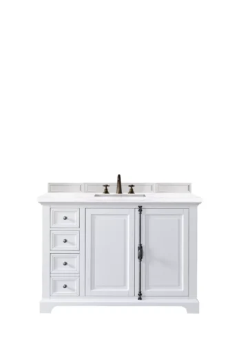 Providence 48" Single Vanity, Bright White w/ 3 CM Arctic Fall Top