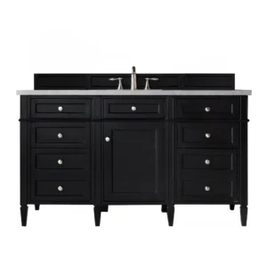 Brittany 60″ Single Vanity, Black Onyx, w/ 3 CM Eternal Serena Quartz Top