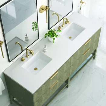 Emmeline 72" Double Vanity, Pebble Oak w/ 3 CM White Zeus Top - Image 5