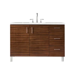 Metropolitan 48″ Single Vanity, American Walnut w/ 3 CM Eternal Serena Quartz Top