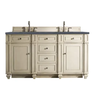 Bristol 60″ Double Vanity, Vintage Vanilla w/ 3 CM Charcoal Top