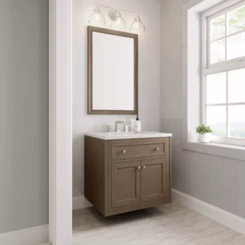 Chicago 30" Single Vanity, Whitewashed Walnut w/ 3 CM White Zeus Quartz Top - Image 5