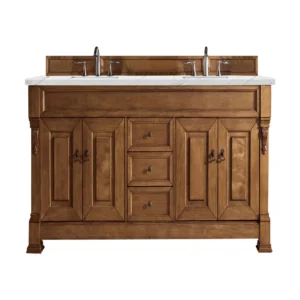 Brookfield 72″ Double Vanity, Country Oak w/ 3 CM Ethereal Noctis Quartz Top